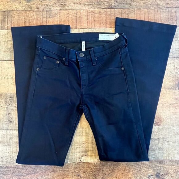 Rag & Bone Black Jeans Elephant Bell Size 27 Flare Low Rise - Picture 3 of 10